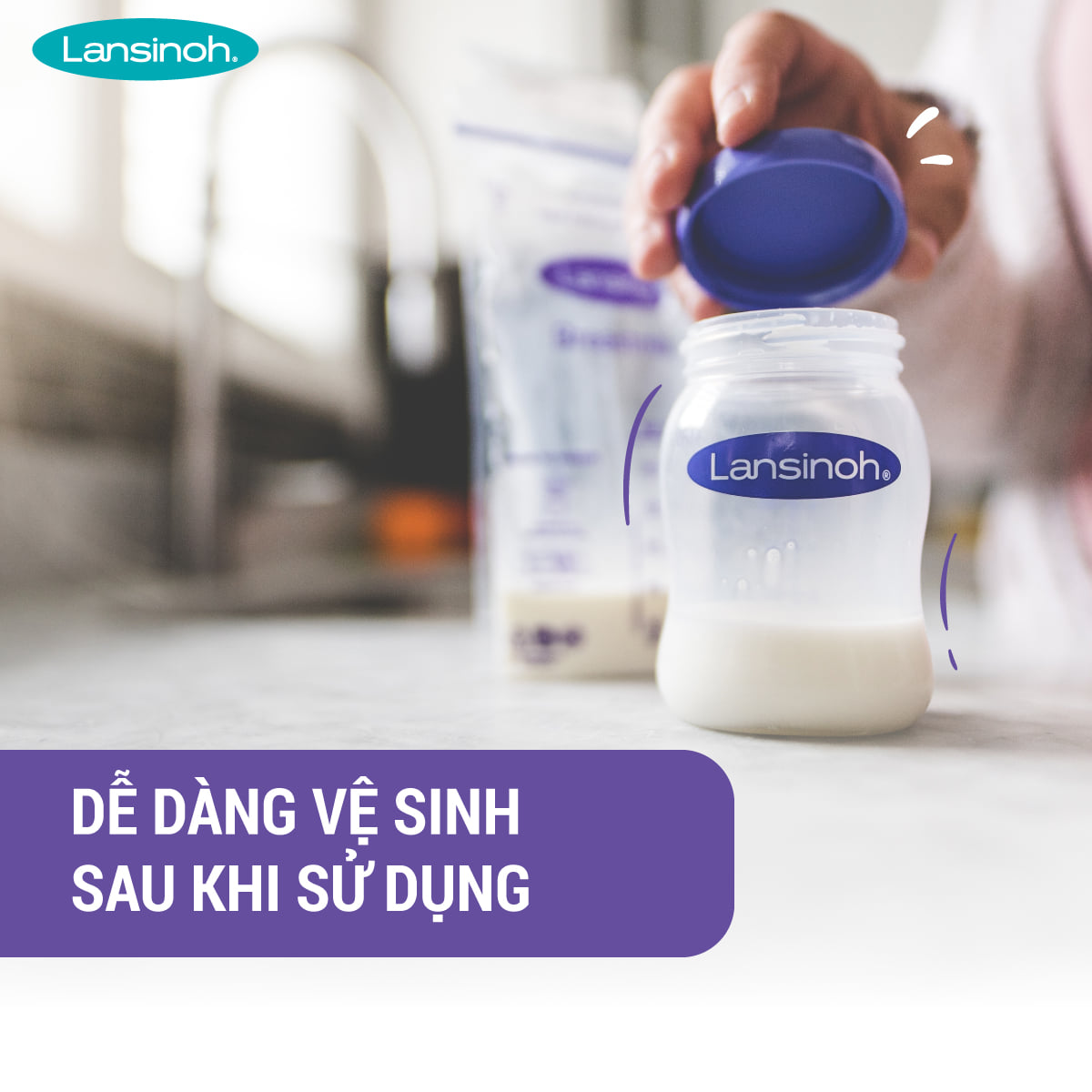 [SIÊU GIẢM GIÁ - VOUCHER 30K] Bình sữa cổ rộng Lansinoh 240ml (M)
