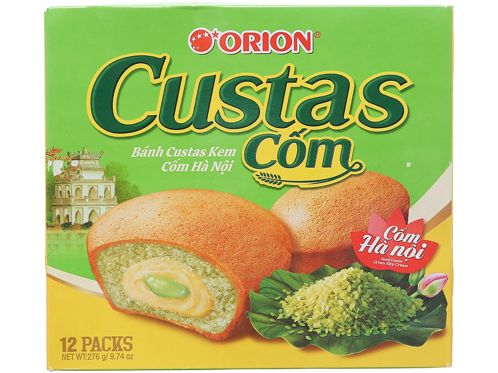 Bánh Orion Custas Nhân Kem Cốm Hộp 276g (12 bánh)