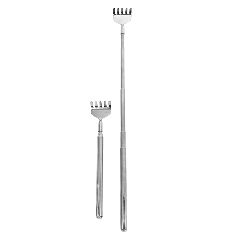 2x Telescopic Stainless Steel Back Scratcher with Pocket Clip