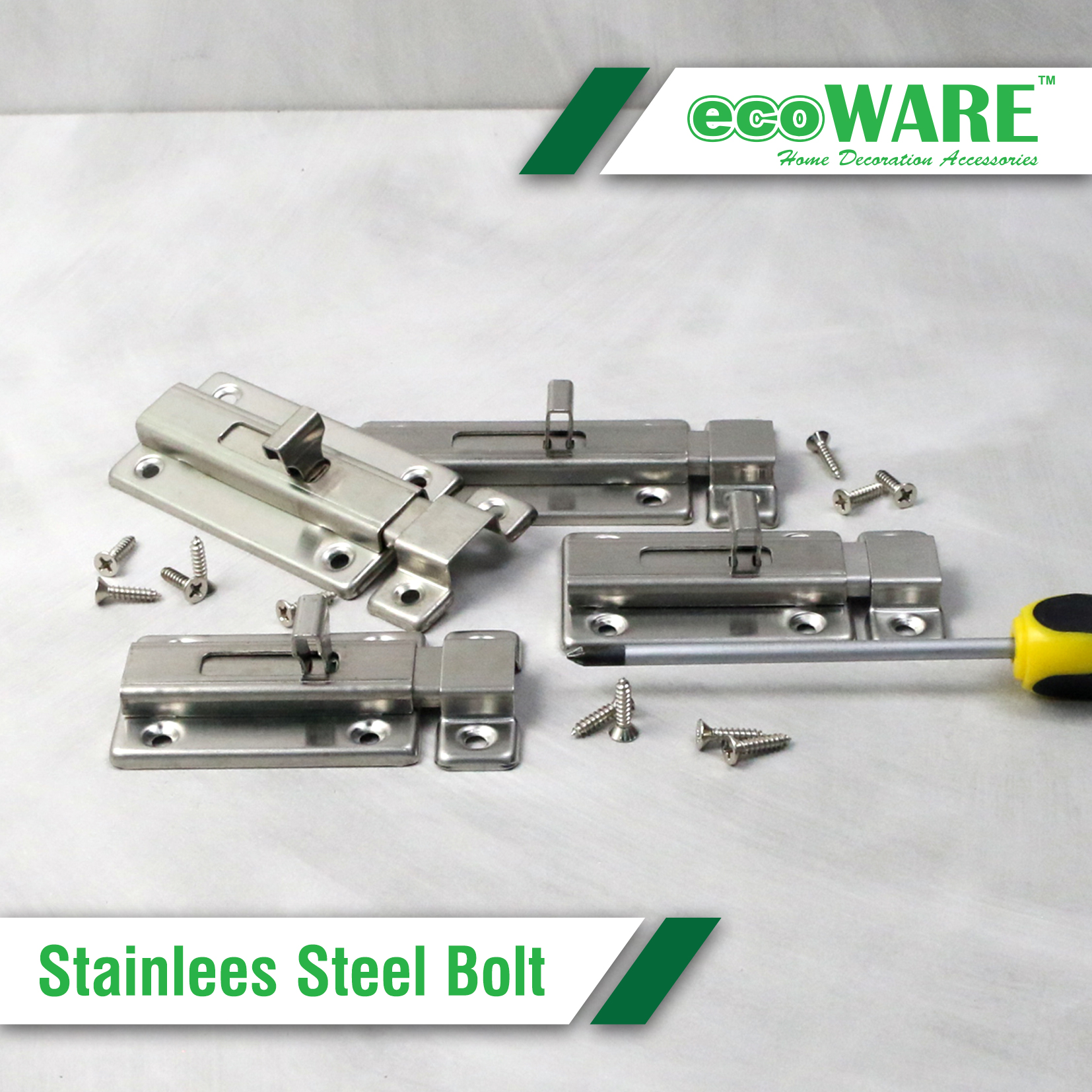 ecoWARE Stainless Steel Slide Latch Bolt Security Square Bolt Slug ...