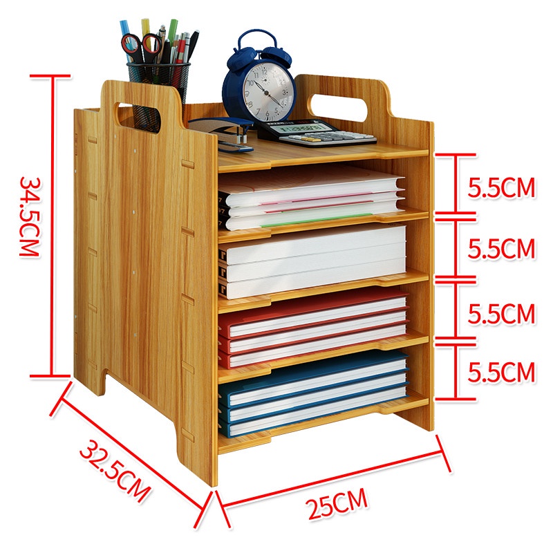 Rack Shelf Wood Tray Book File Paper Document Storage Organizer Office ...