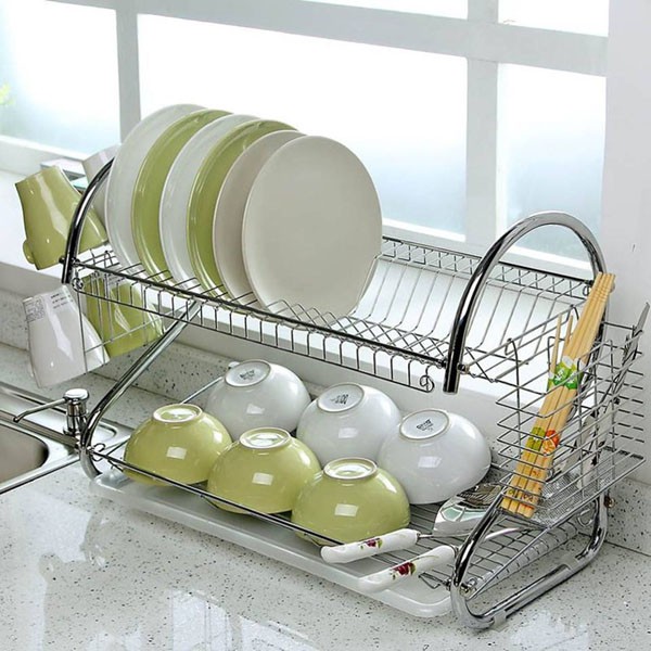KỆ ÚP CHÉN BÁT INOX 2 TẦNG