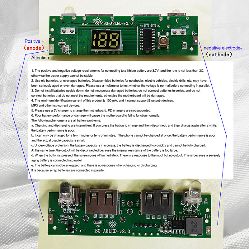 5V 2A Digital Display Power Bank Circuit Strip Module TYPE-C Micro USB ...