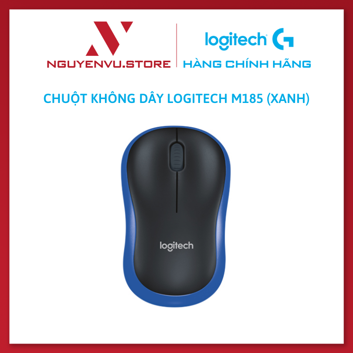 Chuột Không Dây Logitech M185 (Xanh) - Hàng Chính Hãng