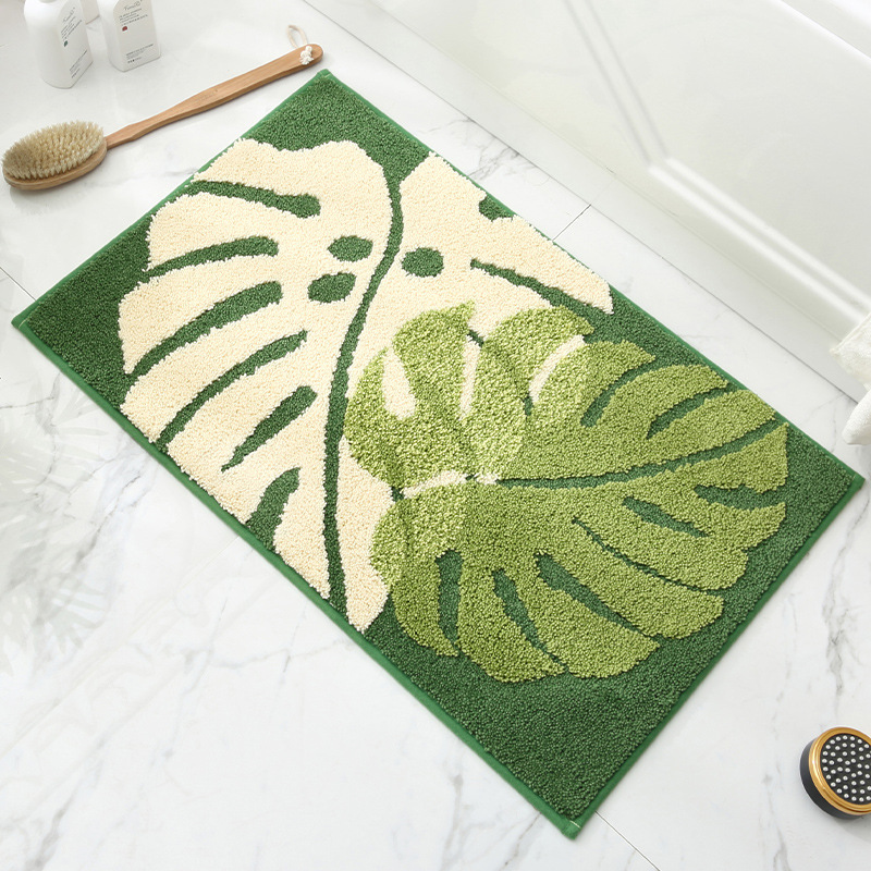 Floor mat Foliage plant jacquard bathroom anti-slip mat absorbent floor mat into door mat non-slip foot mat bedroom carpet