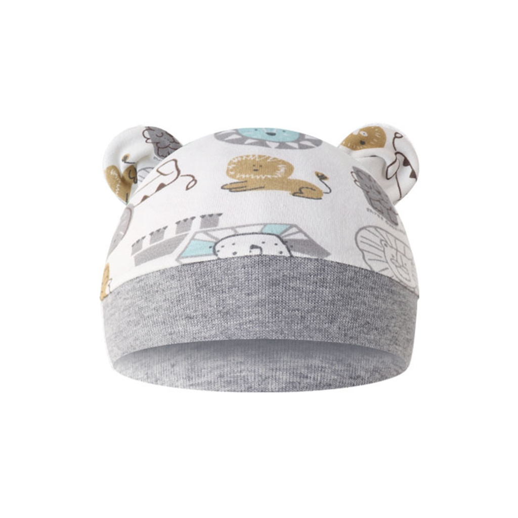 Baby Hat Lovely Print Skull Hats Breathable Cotton Hat Cute Bear Ears Infant Summer Hat Skin Friendly Newborn Headwear