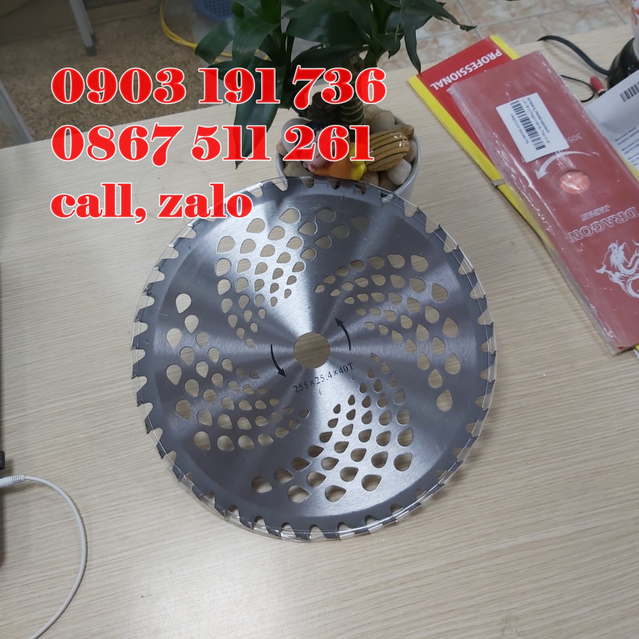 Lưỡi cắt cỏ tròn Nhật chất liệu thép chuẩn Nhật - Lắp cho các loại máy cắt cỏ Oshima