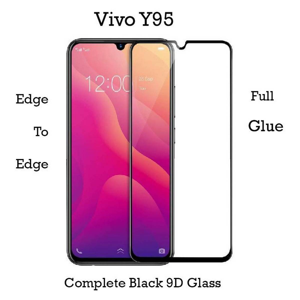 Vivo Y95 Full Black 9D5D6D10D11D21D Tempered Glass Screen Protector Full Glue Edge To Edge For Vivo Y95