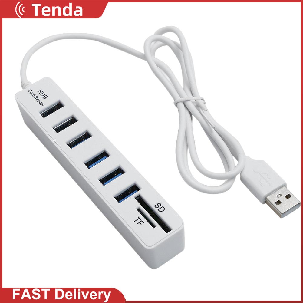 USB 6 Port Hub Multi Splitter Port High Speed Transmission Memory TF Splitter Adapter Plug and Play for Laptop Computer PC