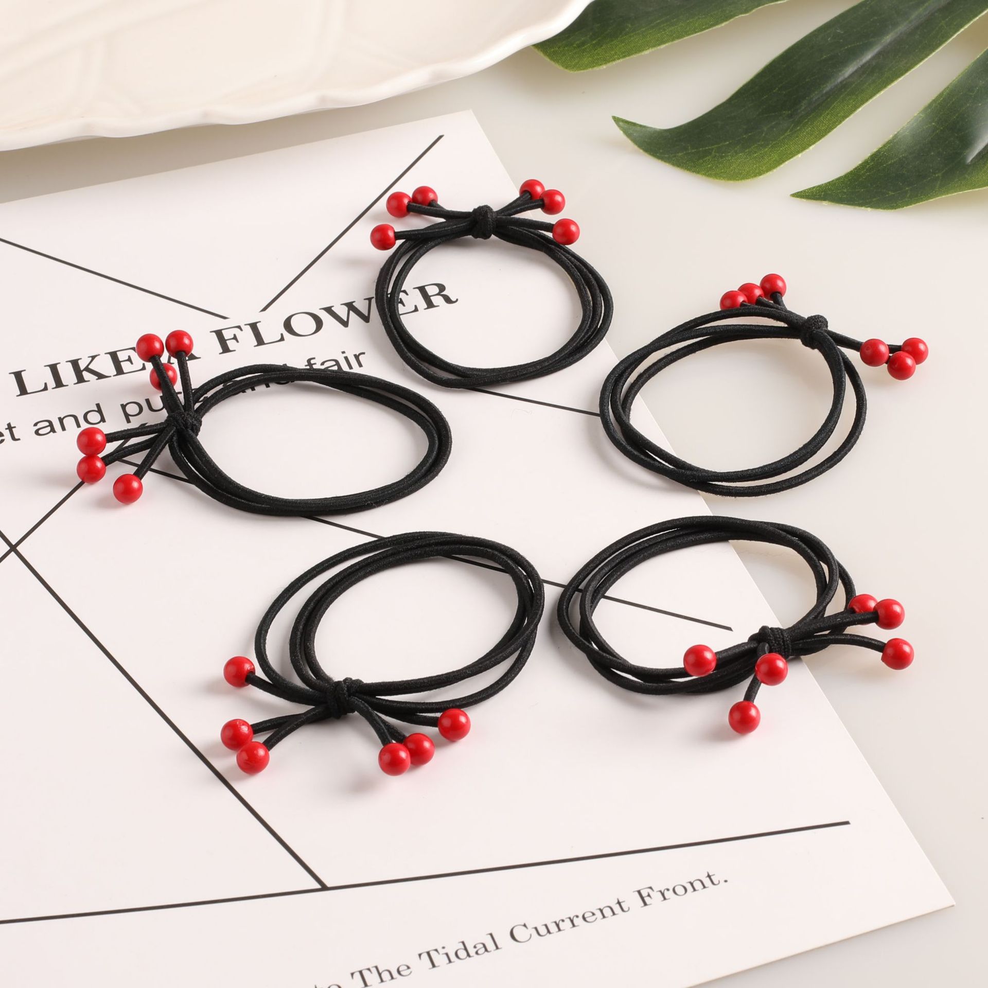 Sét 10 dây buộc tóc hạt nhỏ cherry siêu xinh