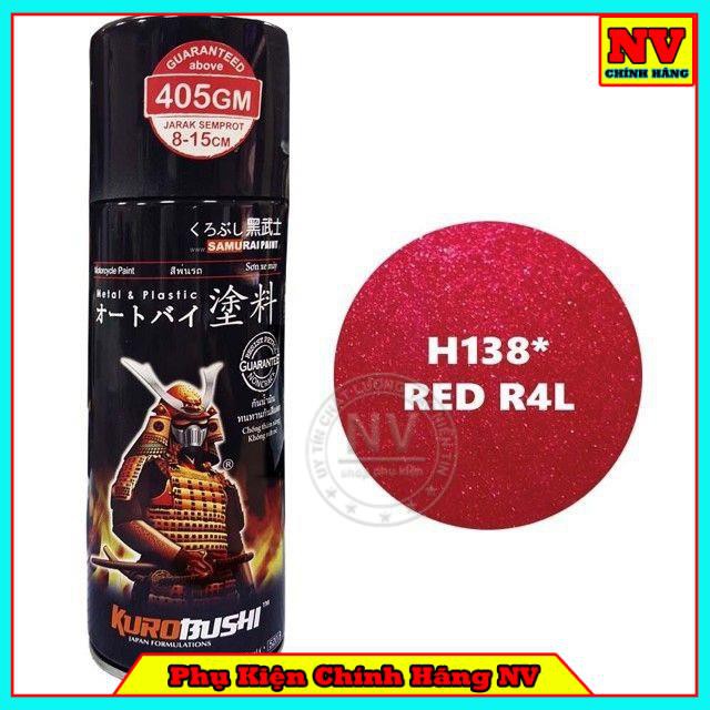 Chai Sơn Samurai H138 Màu Đỏ R4L - Sơn Chính Hãng