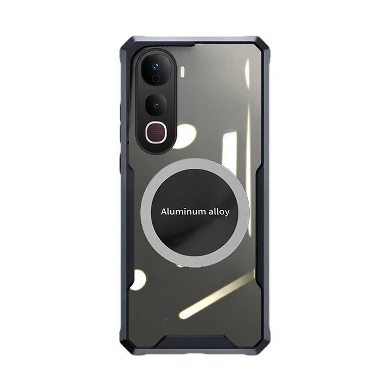 For Vivo Y400 Phone Case Ultra Thin Clear Transparent Car Navigation Matel Radiating Ring Soft Air Cushion Shockproof Armor Cover for Vivo Y400 Cover Casing HP.