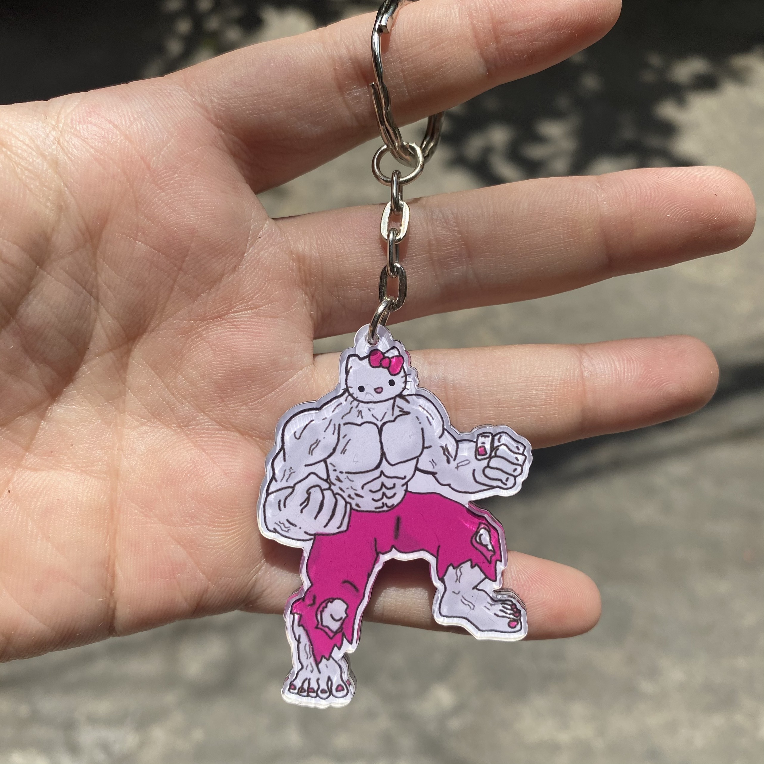 Móc khóa mèo Kitty đô con cơ bắp lực điền dễ thương