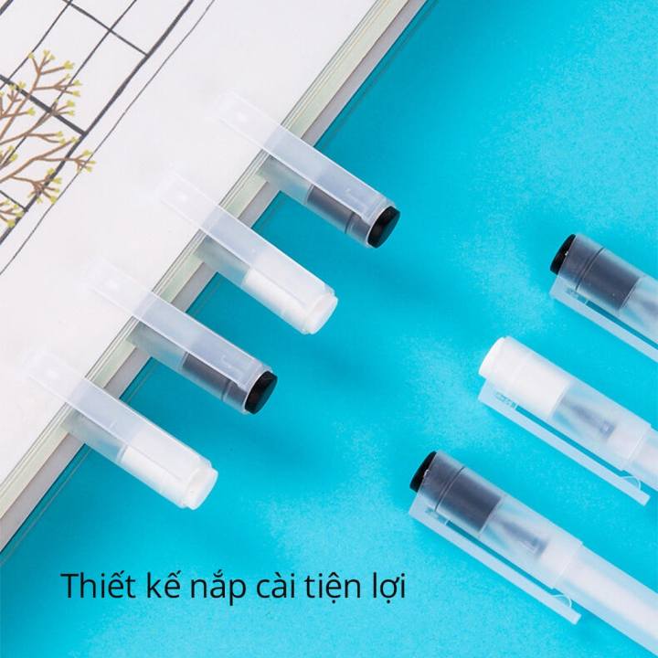 Combo 20 Bút bi nước mực đen Deli bút viết mực gel đen ngòi 0.5mm mực đều nét chữ đẹp phù hợp viết sổ tay ghi chép - A117 - Hình ảnh 5