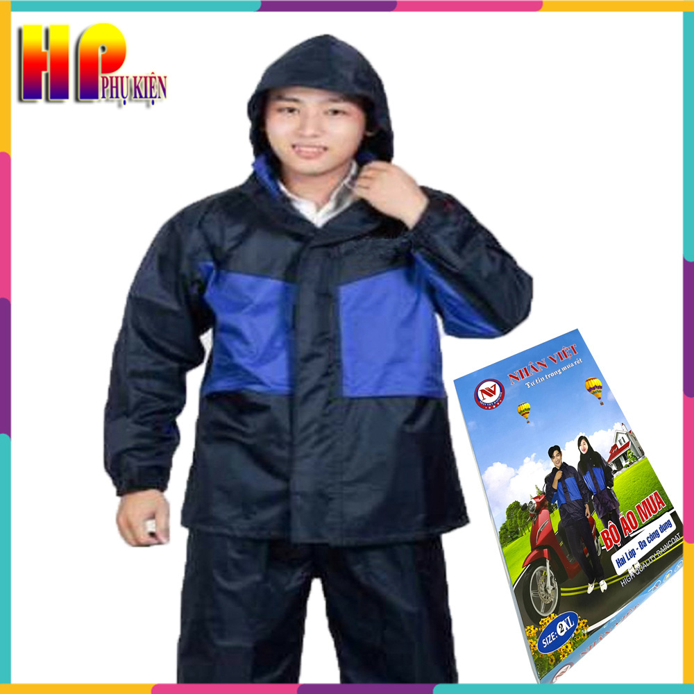 Áo mưa bộ 2 lớp loại 1 chống lạnh thủy sơn, bộ quần áo mưa có đủ size cả bigsize, áo mưa đi được mưa to đến chống bão, áo mưa bộ đẹp mang phong cách trẻ, giá bộ quần áo mưa zjnmart - áo mưa nhân việt