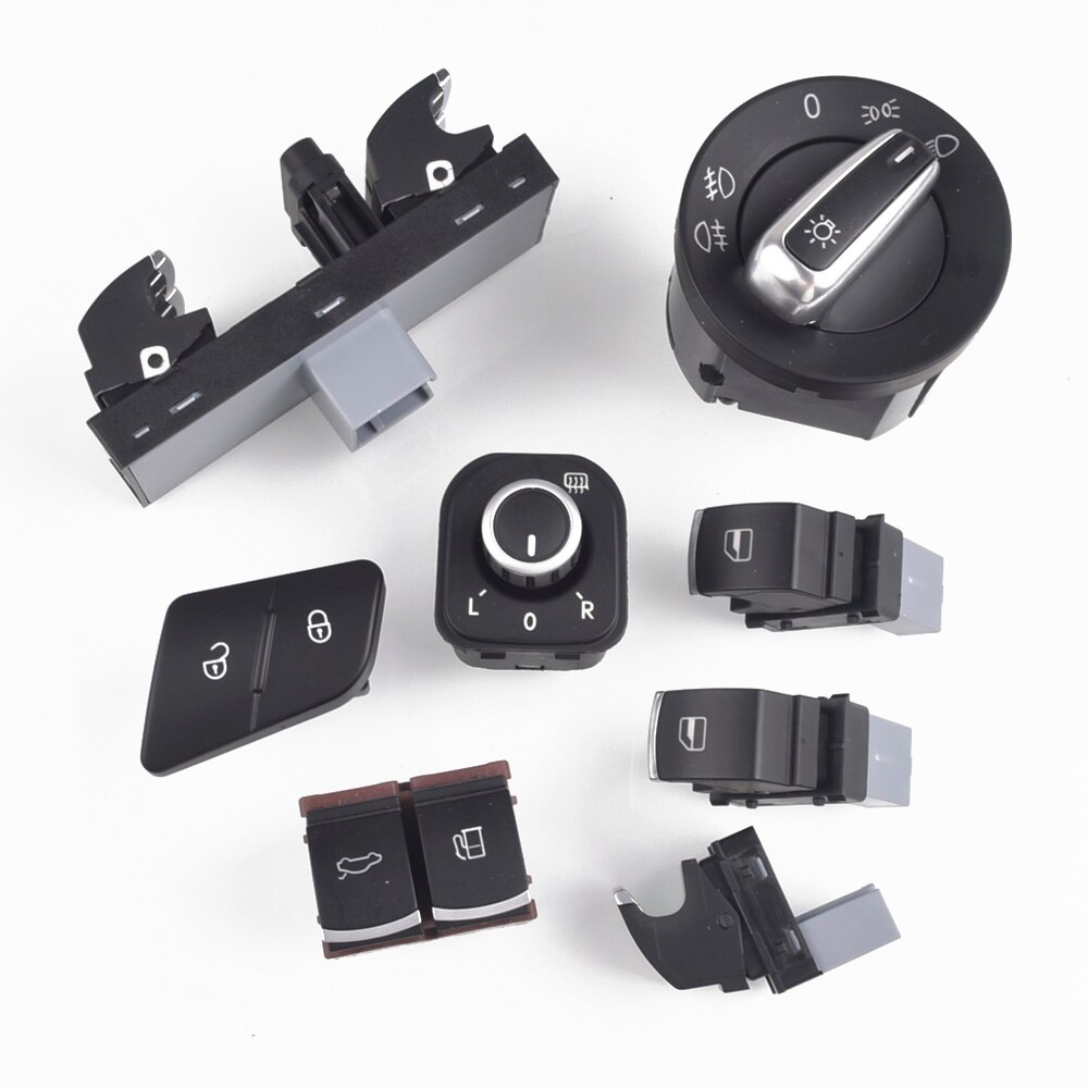 “：》{ —— 8Pcs/Lot Window Headlight Mirror Tailgate Fuel Door Control Switch Button For VW Passat B6 3C0962125B 5ND959565B 5ND941431A