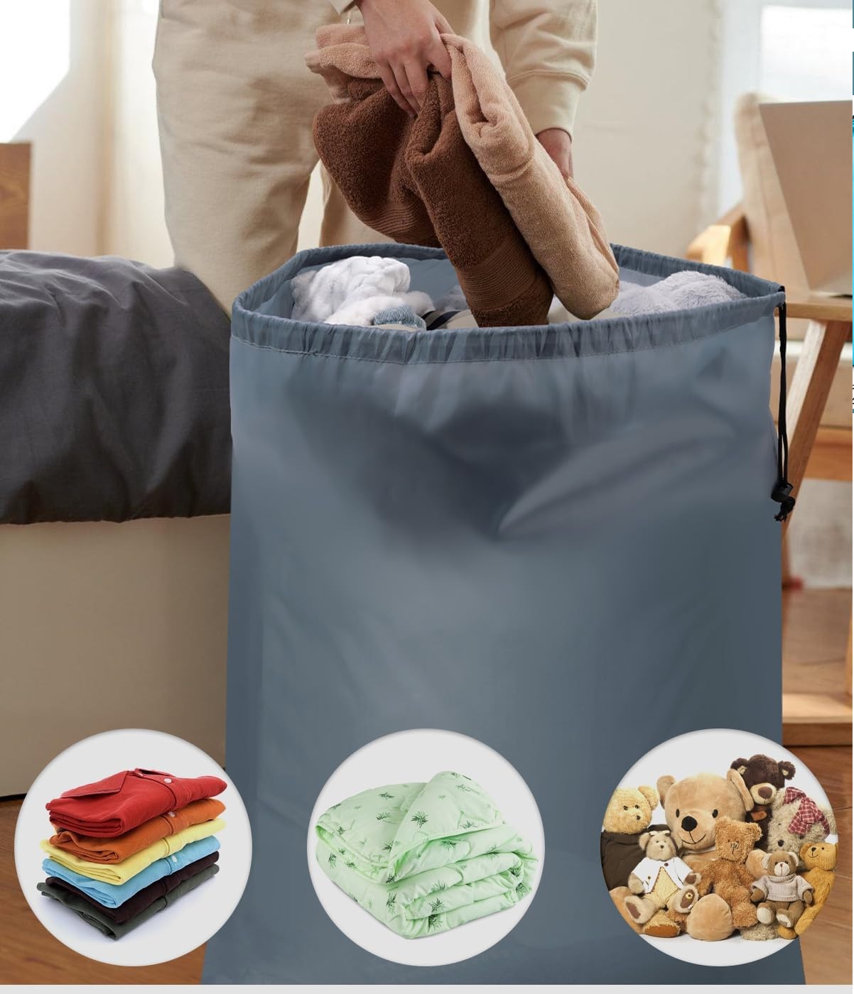 Wash Me Travel Laundry Bag, Machine Washable Dirty Clothes Organizer, Large Enough to Hold 4 Loads of Laundry, Easy Fit a Laundry Hamper or Basket XL. 