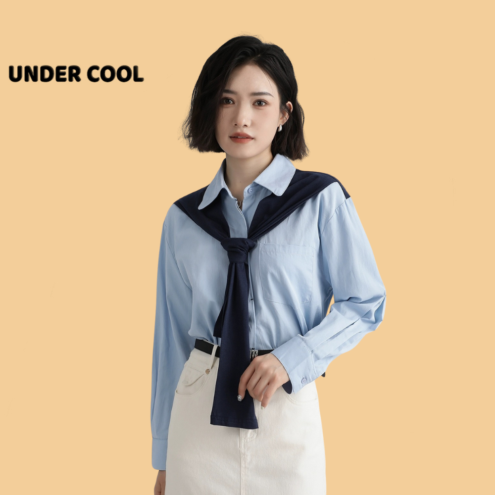 Áo Sơ Mi Phối Khăn Buộc UNDERCOOL Phong Cách Hàn Quốc 4 Màu
