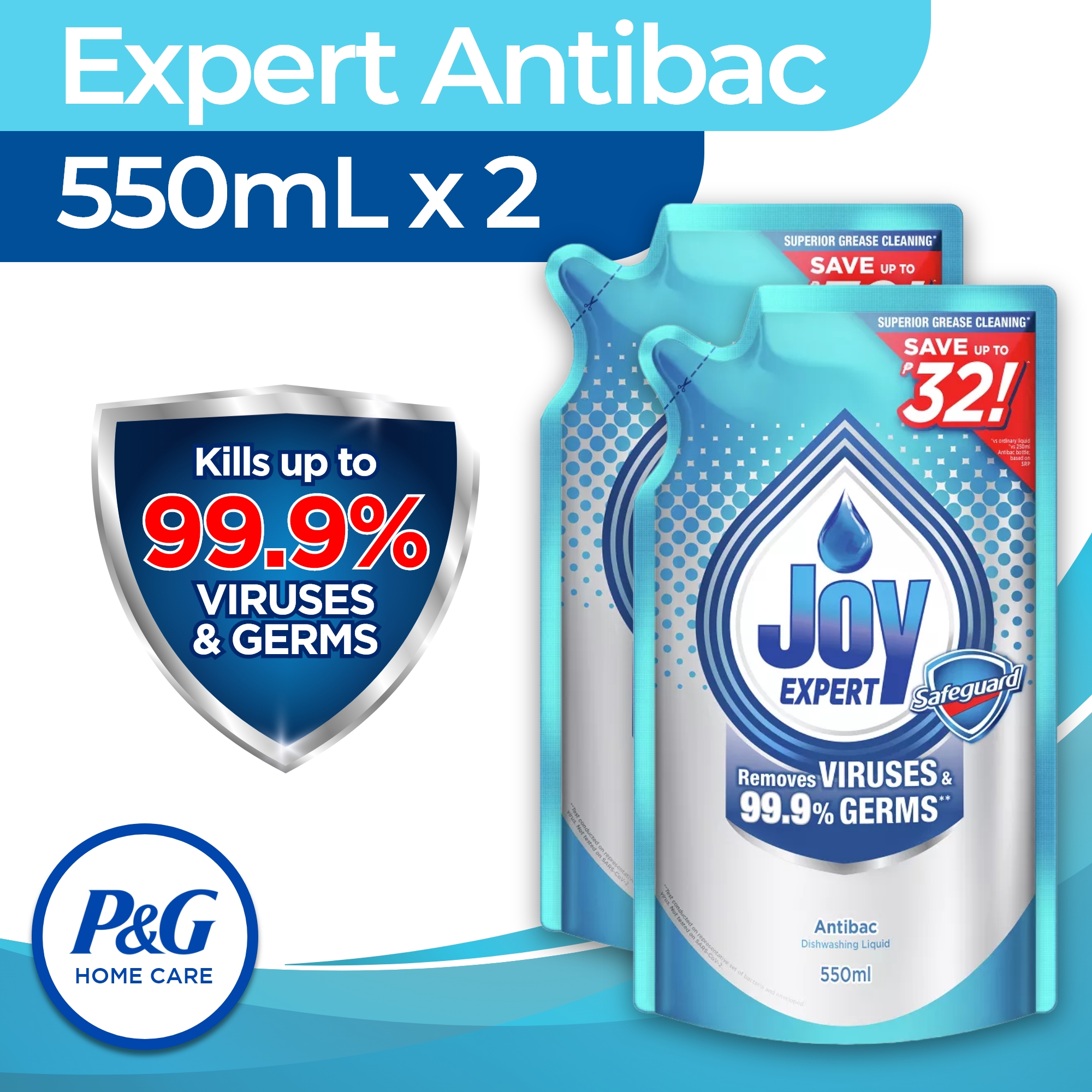 [BUNDLE] Joy Antibacterial Expert Safeguard 1.1 L (550mL x 2) Refill ...