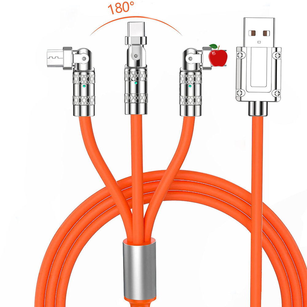 sanhe 120W 3 In 1 Fast Charging Cable for Game Charger Data Cable Liquid Silicone USB Line