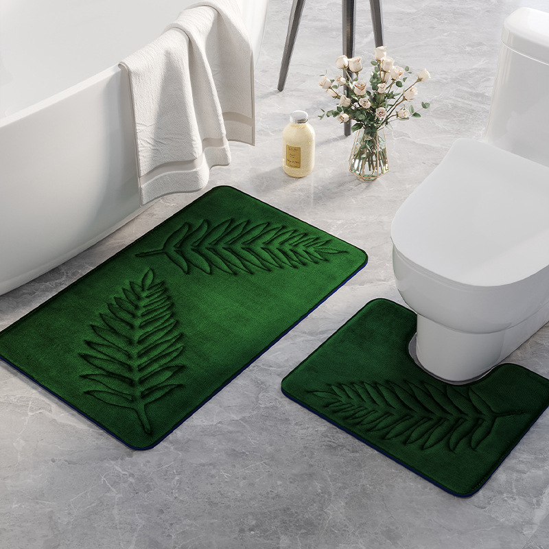 【Clearance】 2pc Memory Cotton Toilet Floor U shape Mat Bathroom Absorbent Non-slip Rugs Washing Room Mats Kitchen Entry Carpet Door Mats Size: 40*50+40*60cm