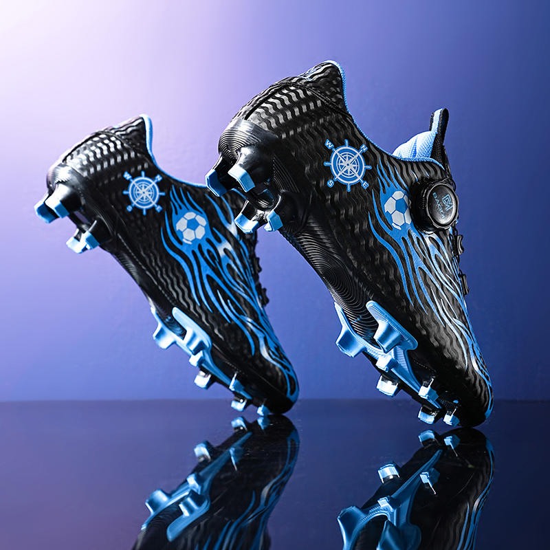 Octopus Children's Football Shoes FG Spikes Anti-skid Shock Absorbing Professional Training Shoes for Teenagers and Primary and Secondary School Students Convenient Rotary Buckle Outdoor Sneaker