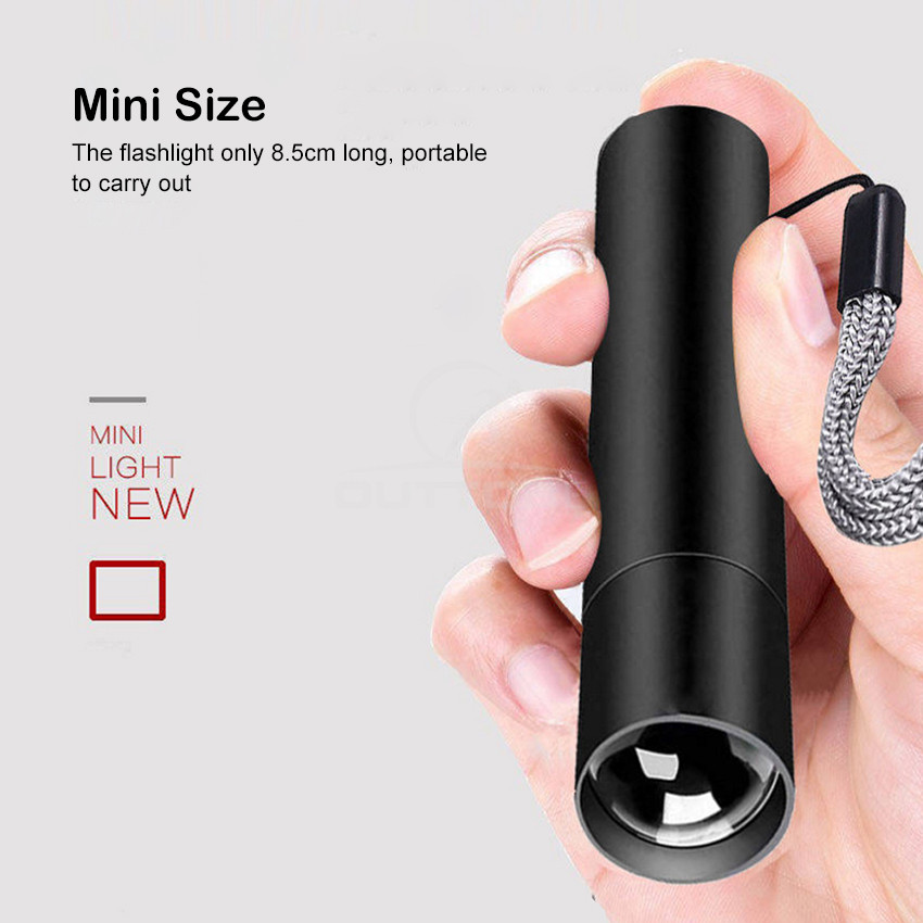 Outtobe Đèn Pin Mini Đa Năng Hợp Kim Nhôm Có Thể Thu Phóng, Chống Nước, 3 Chế Độ Chiếu Sáng-INTL