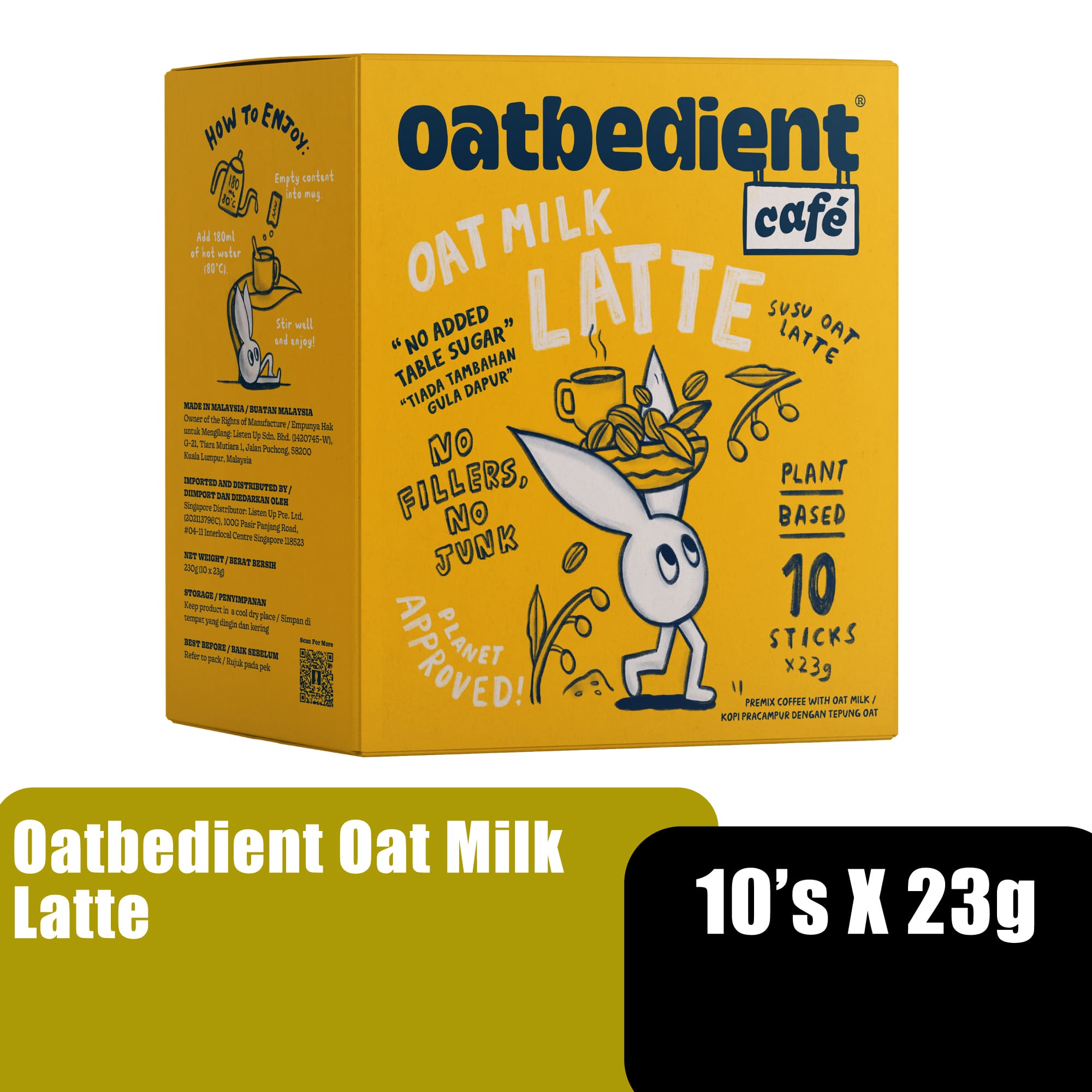 OATBEDIENT CAFE OAT MILK LATTE 23G X 10'S | Lazada