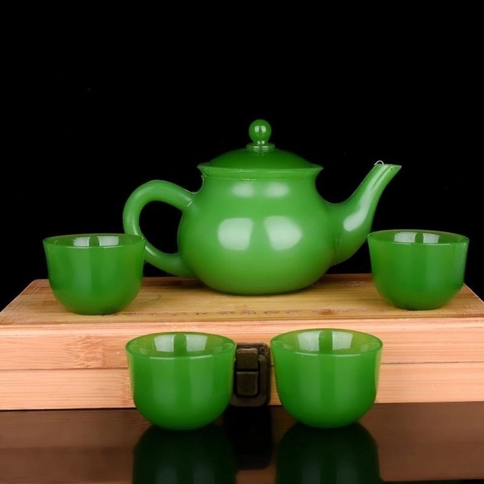 Afghanistan Xiuyu pot jade cup tea kettle health cup set jade tea set kung fu teapot high temperature resistant health pot
