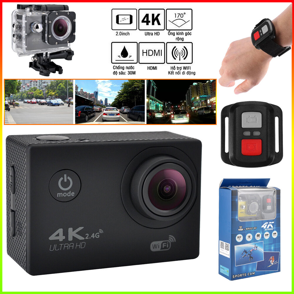 Cam hành trình, camera hành trình, camera hành trình chống nước, camera hành trình ô tô, camera hành trình xe máy, Camera Hành trình chống nước 4K Sports Ultra HD DV - Hàng FULL phụ kiện- có bảo hành 6 tháng