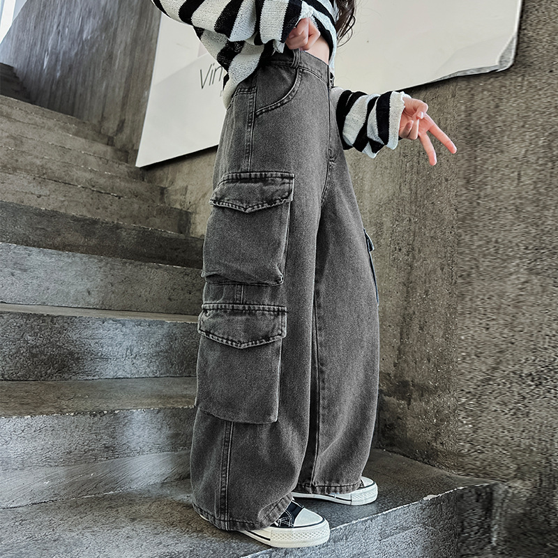 Aweisuan%20Teenage%20Girls%20Wide%20Leg%20Cargo%20Jeans%202024%20Autumn%20Fashion%20Kids%20Casual%20Denim%20Pants%20School%20Young%20Children%20Straight%20Baggy%20Trousers%2015Y%20-%20Image%204