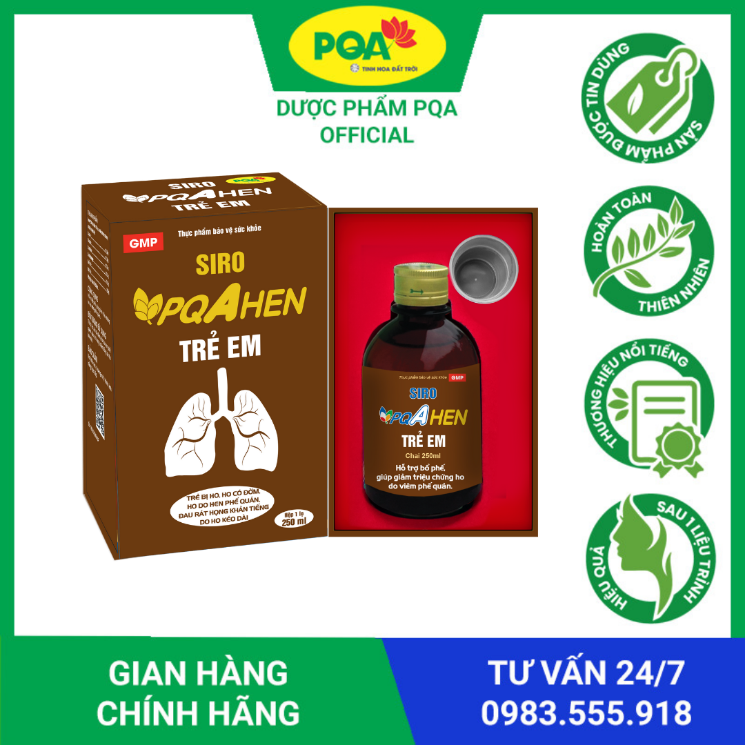 Hen trẻ em PQA dùng cho Trẻ bị ho, ho có đờm, ho do hen phế quản, đau rát họng, khản tiếng do ho kéo dài