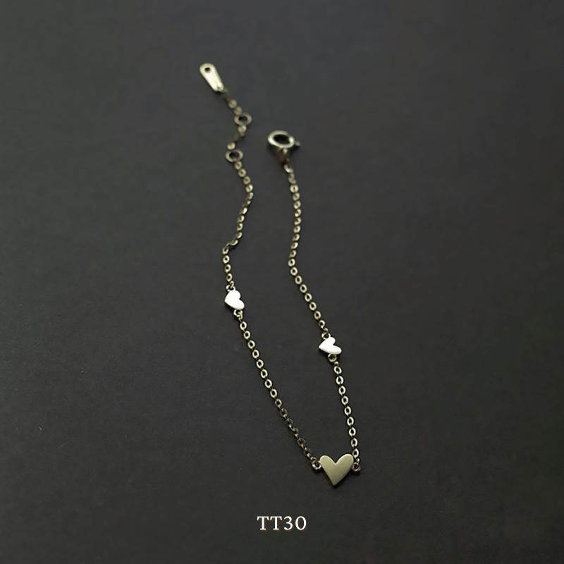 Vòng tay Thép Titan không gỉ hình tim sợi mỏng basic - Mely TT30