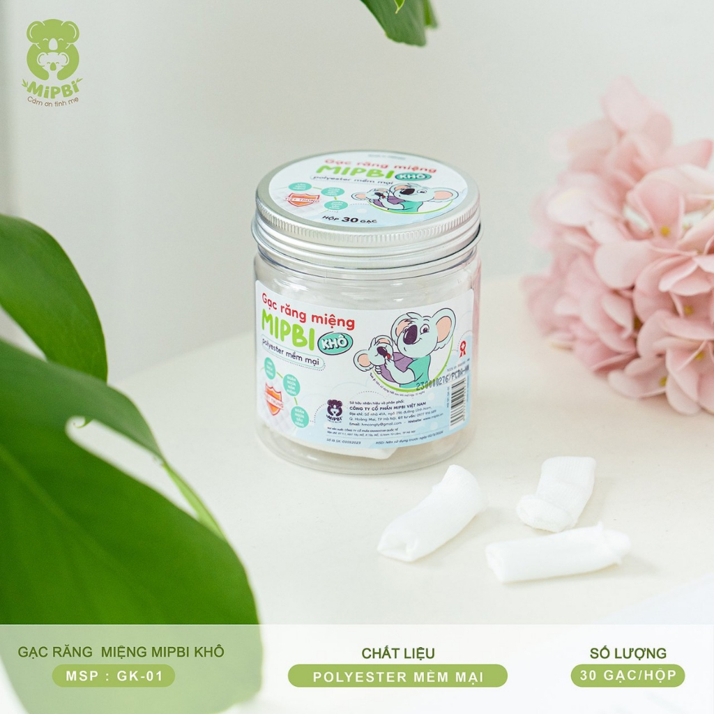 Rơ lưỡi cho bé/hộp gạc răng miệng mipbi khô cho bé siêu an toàn, tiện lợi