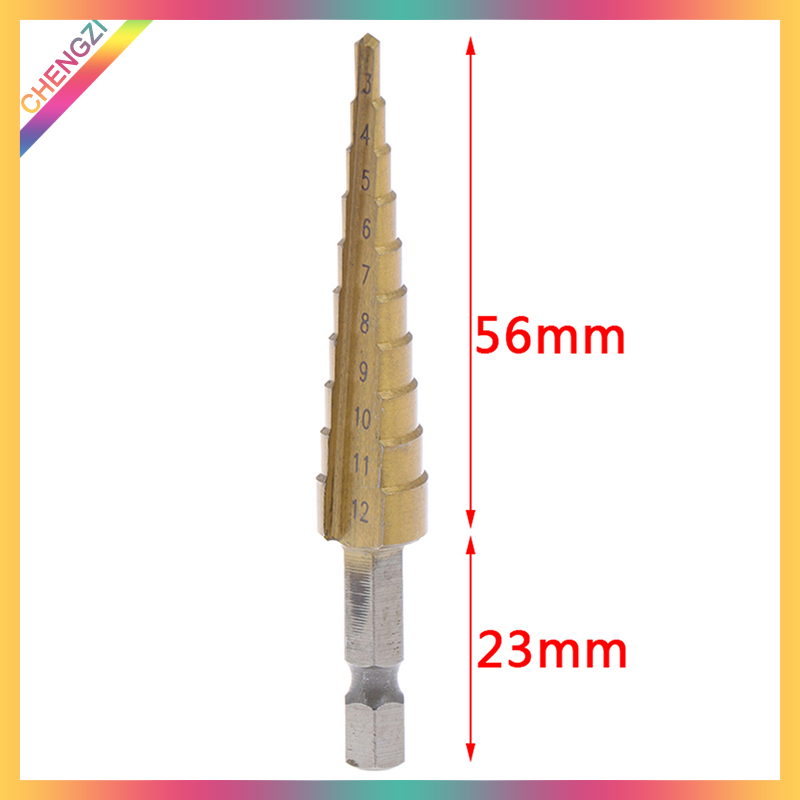 CHENGZI HITN Mũi Khoan Bậc Tráng 3-12Mm Mũi Khoan Tay Cầm Lục Giác Dụng Cụ Khoan Kim Loại