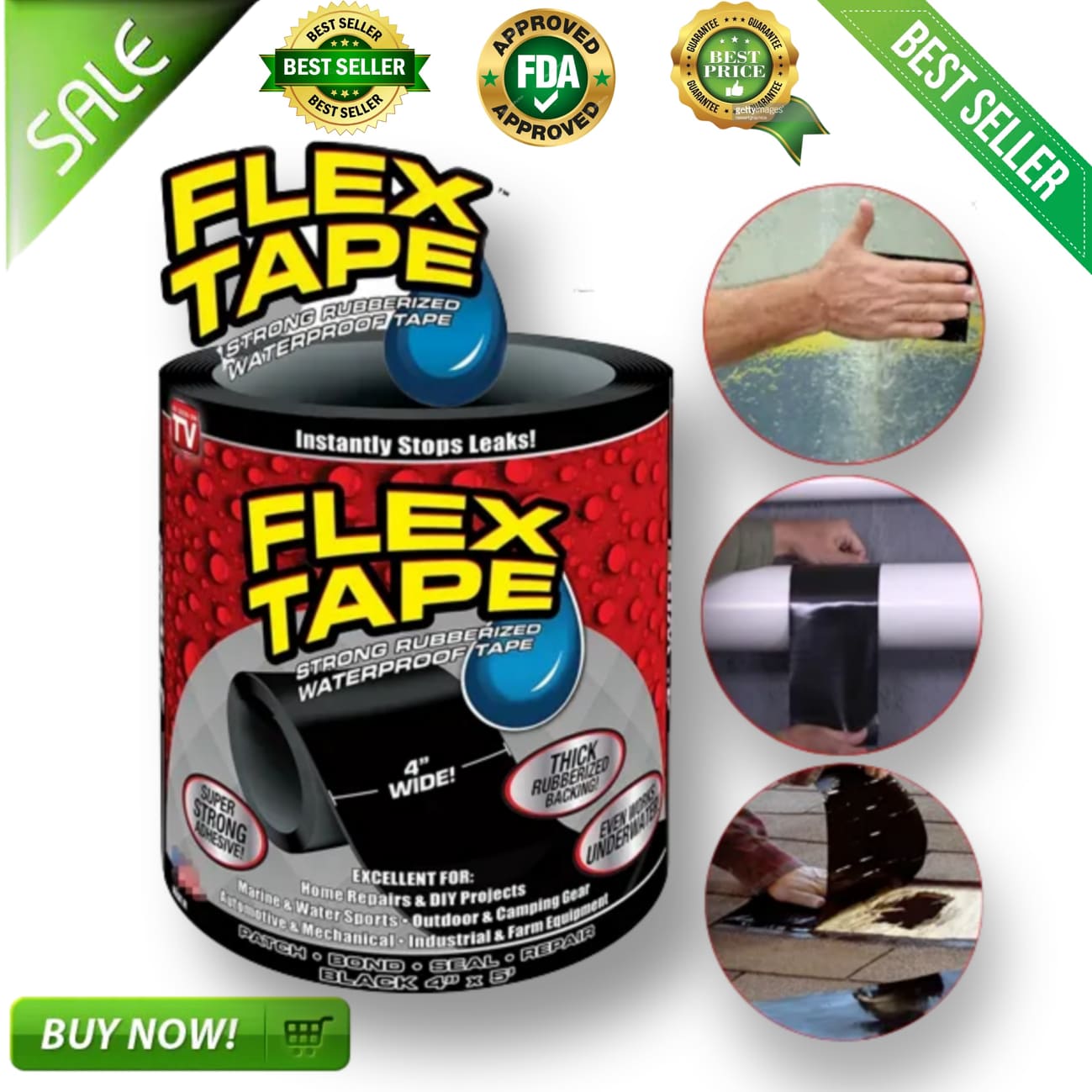 No.1 ORIGINAL FLEX TAPE the Super Strong Rubberized Waterproof Tape