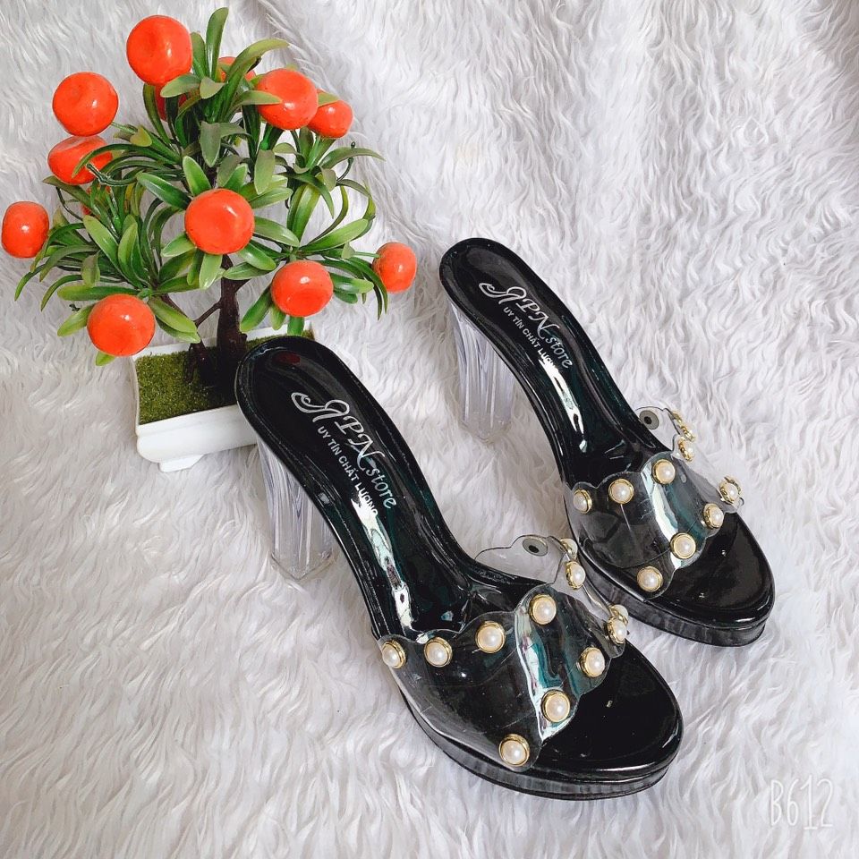 Dép Cao Gót Trong 10phan Meca Bản Trong Đính Châu