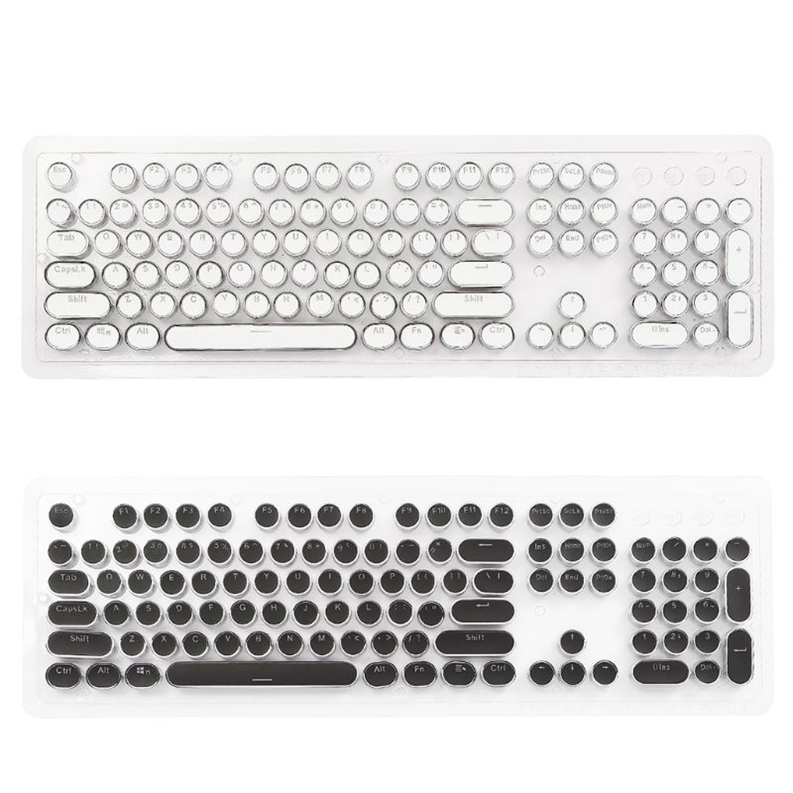 Baoblaze Round Keycaps Double Shot PBT Keycap Set with Translucent Layer Gaming Keyboard Retro Punk Typewriter-Style