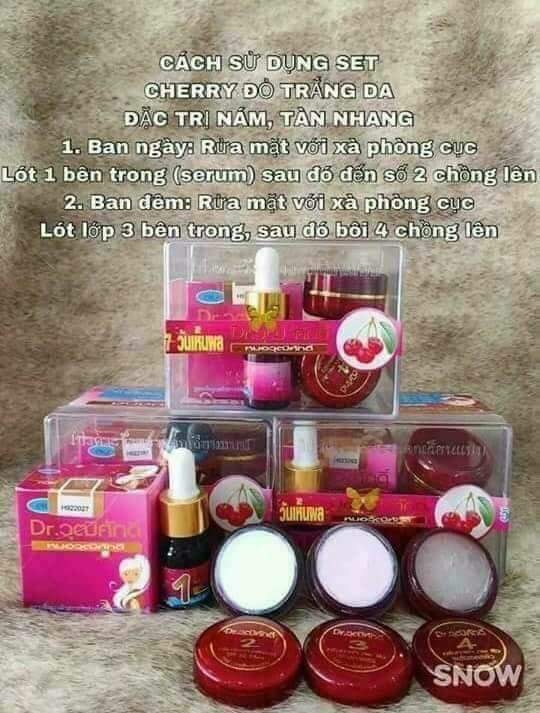 Bộ Kem Nám Sạm mờ thâm Yanhee Cherry Thái Lan (Đỏ)