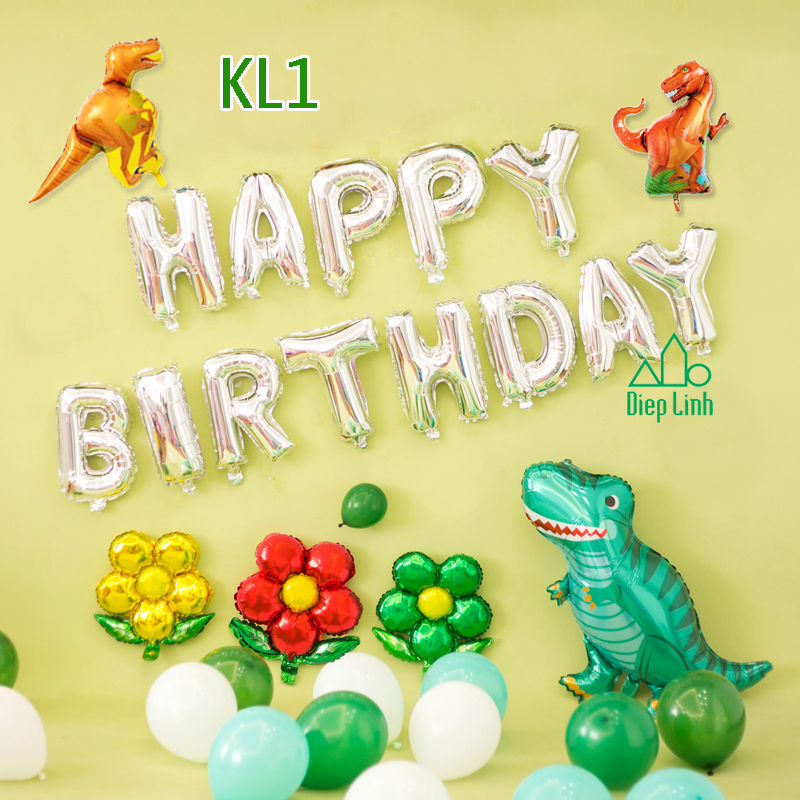 Set Bóng Khủng Long Dinosaur Trang Trí Sinh Nhật Tặng Kèm Bơm Keo Cho Bé Trai Bé Gái Mẫu Mới