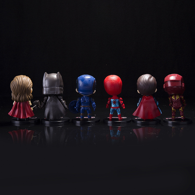 BỘ 6 CON MÔ HÌNH chibi CAO CẤP AVENGER MARVEL DR STRANGE IRON MAN SPIDER MAN CAPTAIN MARVEL Caption America THANOS