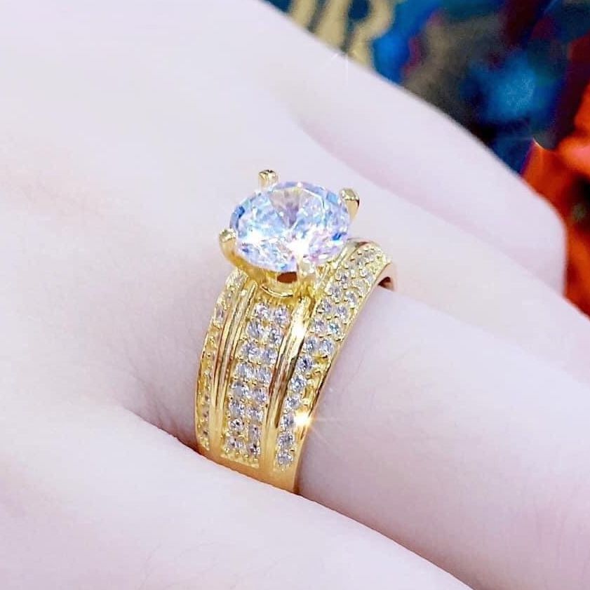 [HCM]Nhẫn mạ vàng thật Nhẫn đá pha lê cao cấp nhẫn vàng non nhẫn mạ vàng 24k vàng 18k nhẫn bạc vàng trắng sang trọng thời trang N088 - Đeo đi làm  đi tiệc cực sang chảnh