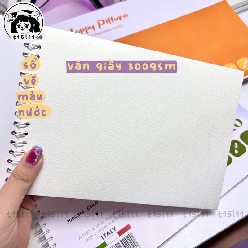 [t15l11] Sổ vẽ màu nước Happy Days 300gsm