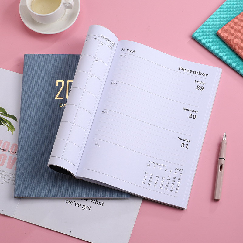 FeiEn 2024 Planner A4 English Schedule Book Thickened Japanese Plan Book Efficiency Manual Notebook Stationery