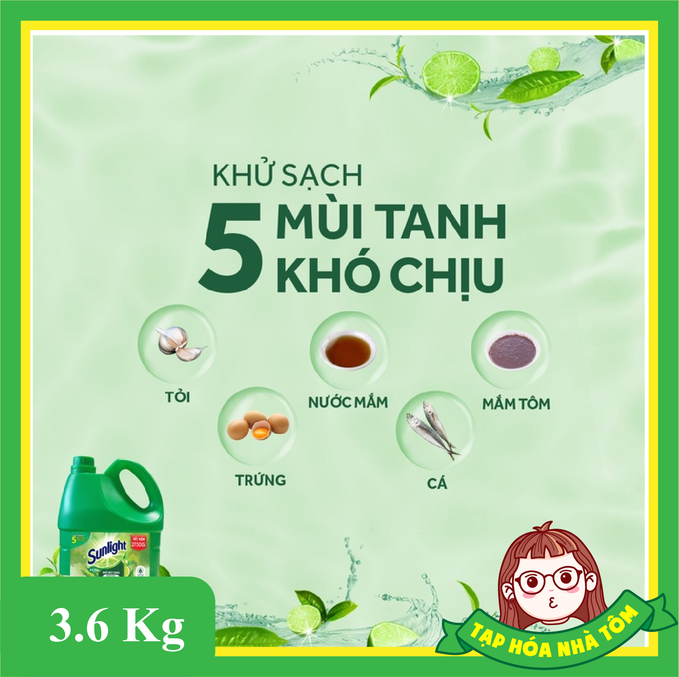Nước rửa chén Sunlight Matcha Trà Nhật Can 3.6kg