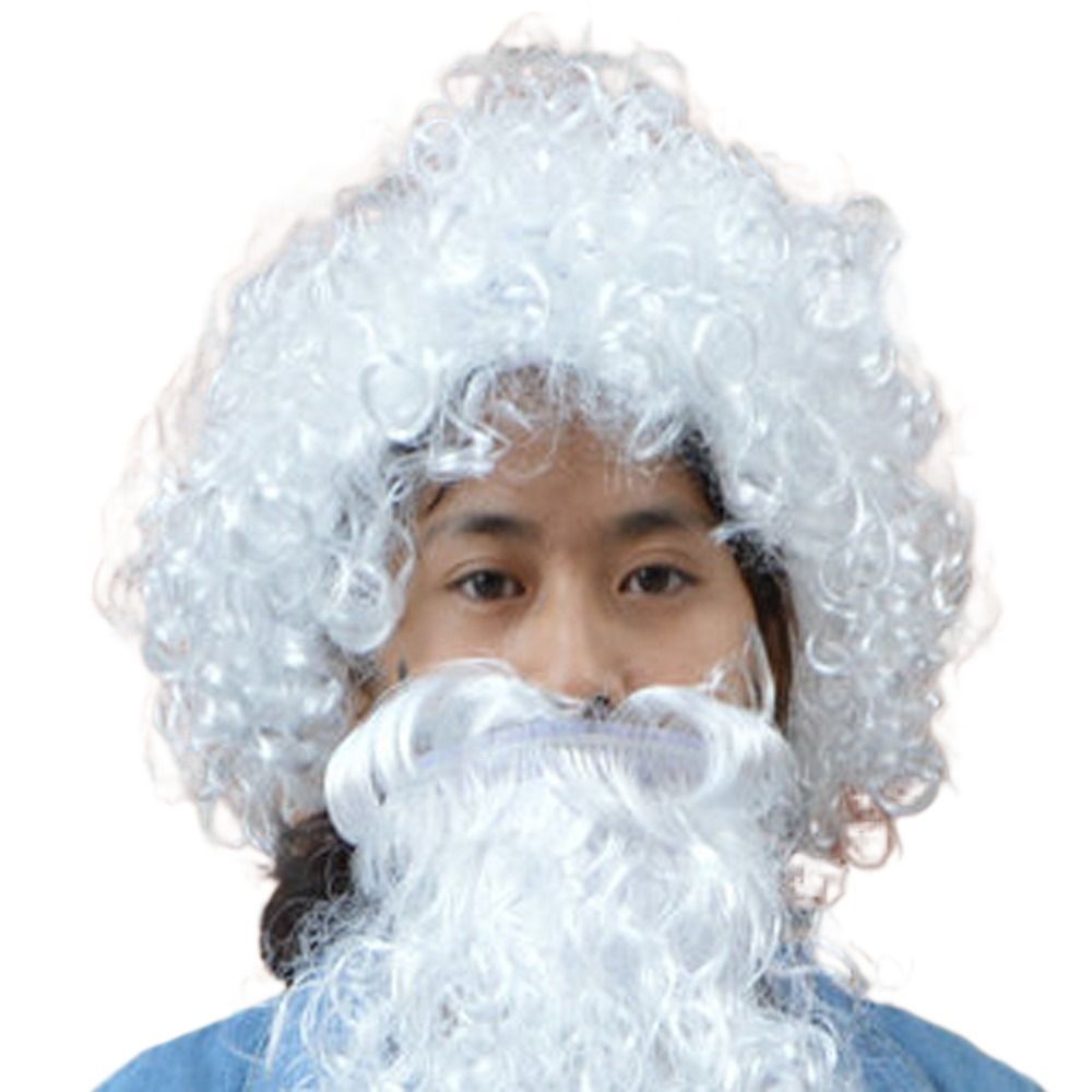 FGHJDTGD Hài Hước Tóc Giả râu ông già Noel Trang phục hóa trang ông già Noel Trắng Tóc giả và râu Phù Thủy Tiệc năm mới Tự làm Râu tóc giả Ông già Trình diễn sân khấu
