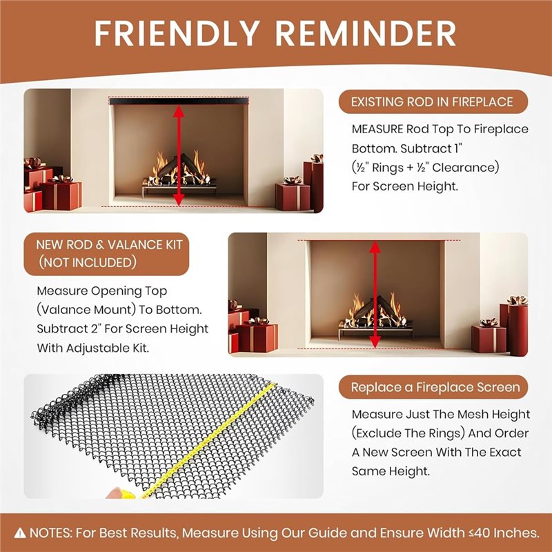 Metal Replacement Hanging Curtain for Fireplace- for Fire Stove Spark Guard, Hearth Screen Mesh 20x19In Countertop Cuntain.