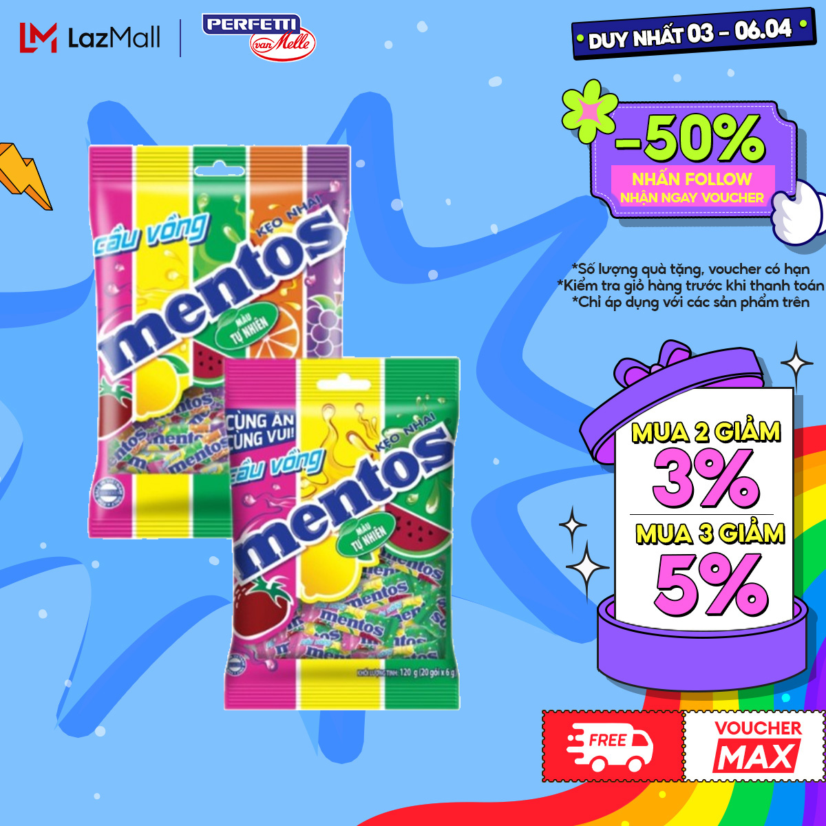 Kẹo nhai Mentos nhiều hương