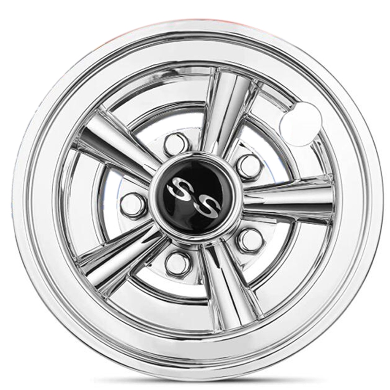 4Pcs Golf Cart Hubcaps,8 Inch SS Chrome Golf Cart Hub Caps,Shiny Wheel