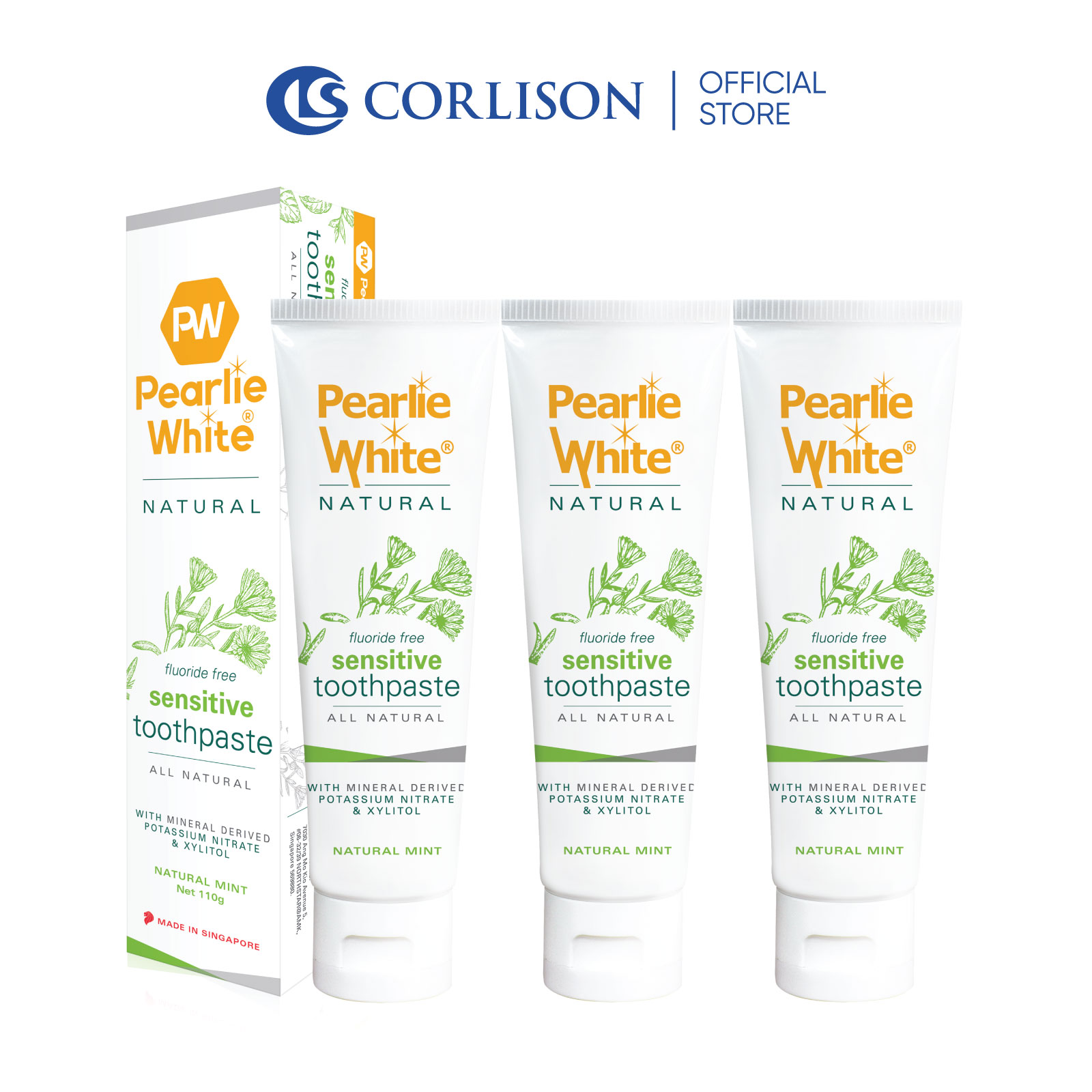 Bundle of 3] Pearlie White Natural Sensitive Toothpaste 110g